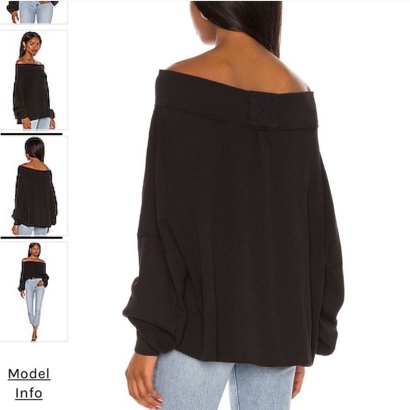 Free People] Charcoal Cotton Waffle Oversize Top - Picture 5 of 16